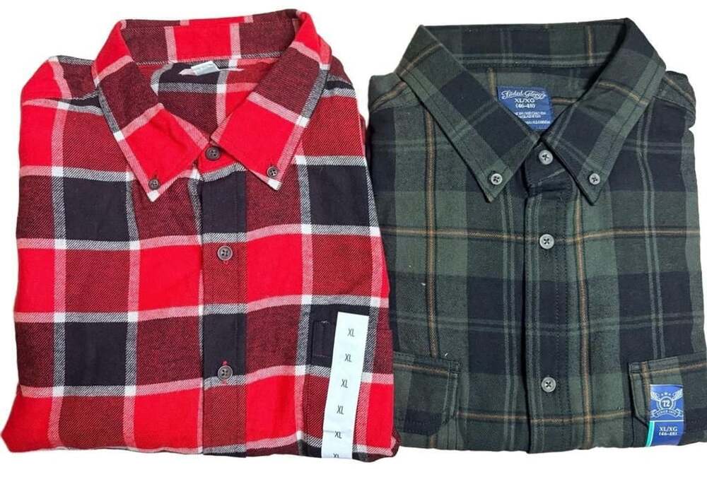 Men’s XL Flannel Shirt Bundle 2-Pack Red Black Plaid + Green Plaid Button Up NWT
